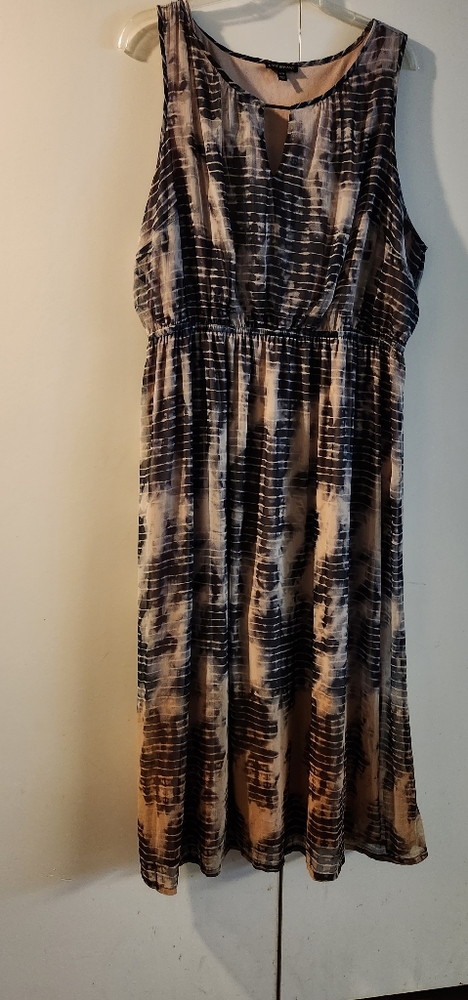 Lane Bryant Sleeveless Black & tan Maxi Dress size plus 26/28 used